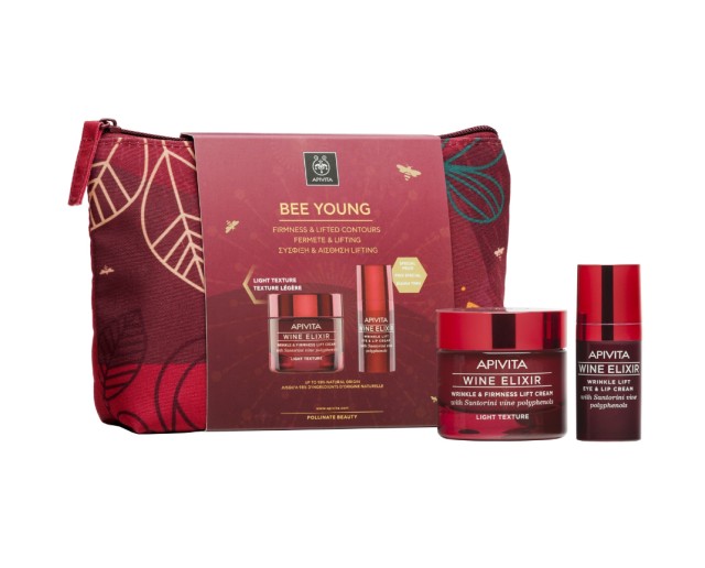 Apivita Set Bee Young Wine Elixir Αντιρυτιδική Κρέμα για Σύσφιξη & Lifting Ελαφριάς Υφής 50ml + Δώρο Wine Elixir Αντιρυτιδική Κρέμα Lifting για Μάτια & Χείλη 15ml