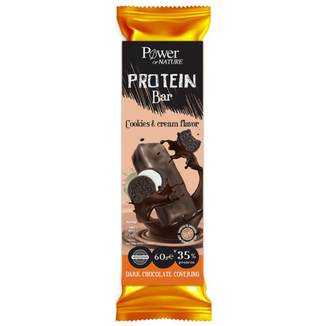 Power Health Protein Bar Cookies & Cream Flavor Dark Chokolate Covering 60gr