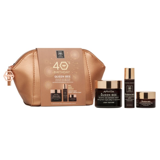 Apivita 40s Birthday Set Queen Bee Ελαφριάς Υφής 50ml + Δώρο Queen Bee Serum 10ml + Δώρο Queen Bee Night Cream 15ml