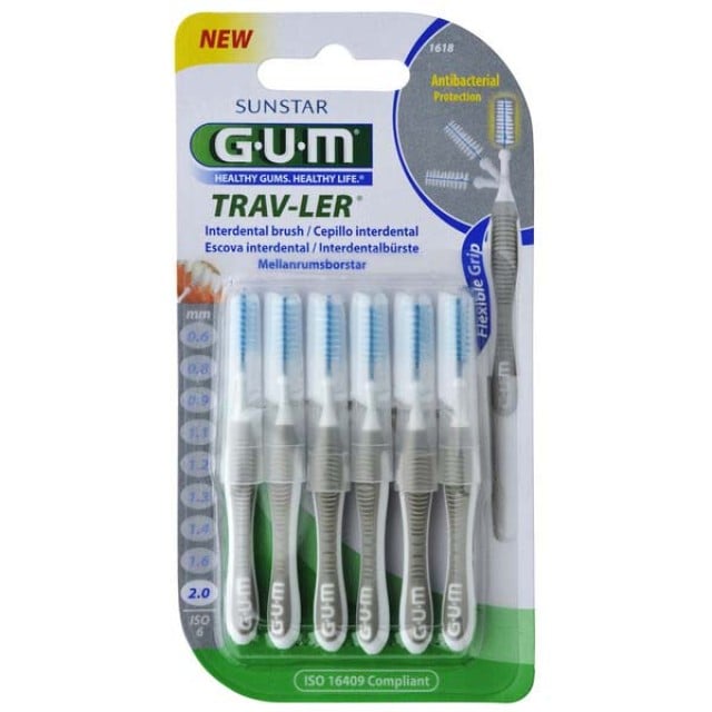 Gum 1618 Μεσοδόντια Trav-Ler Interdental Brush 2,0mm 6τμχ με -25%