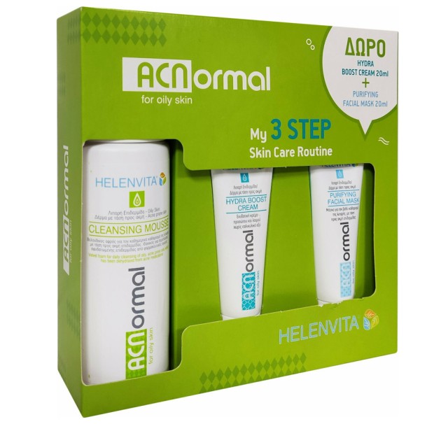 Helenvita Set Acnormal Cleansing Mousse 150ml + Δώρο Acnormal Hydra Boost Cream 20ml + Δώρο Acnormal Purifying Facial Mask 20ml