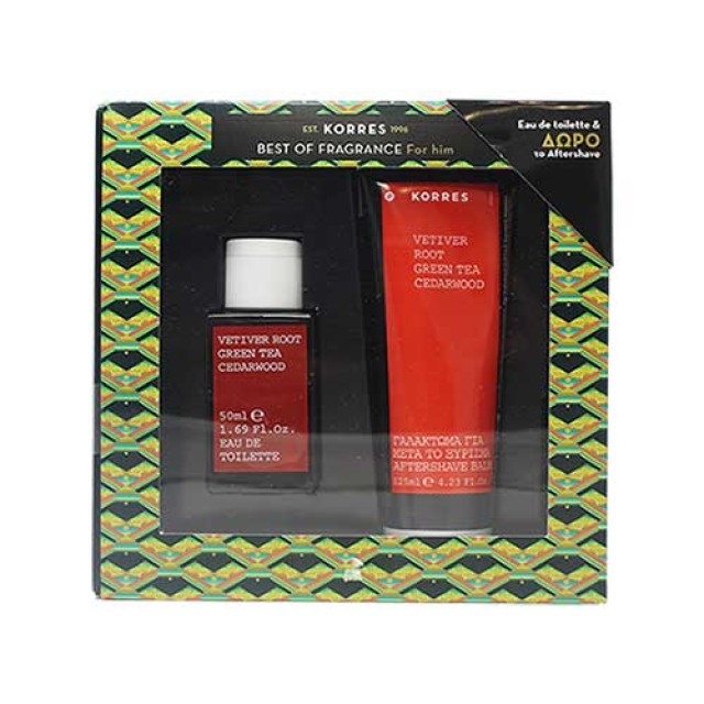 Korres ΣΕΤ Ανδρικό άρωμα Vetiver Root - Green Tea - Cedarwood 50ml + ΔΩΡΟ Aftershave Balm 125ml