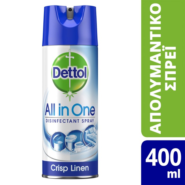 Dettol All In One Crisp Linen Απολυμαντικό Σπρέι 400ml