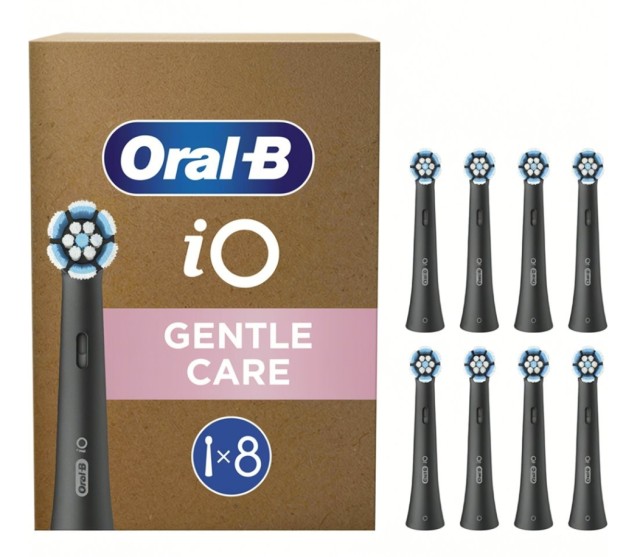 Oral-B iO Gentle Care Black Ανταλλακτικές Κεφαλές Ηλεκτρικής Οδοντόβουρτσας 8τμχ