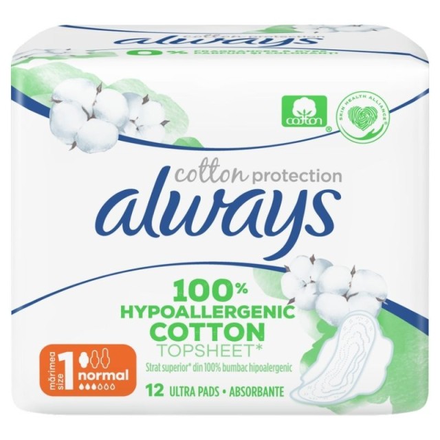 Always Σερβιέτες Cotton Protection No1 Normal 12τμχ