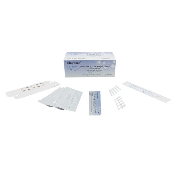 Singclean IVD Covid-19 & Flu A/B Antigen Test Kit Colloidal Gold 20τμχ