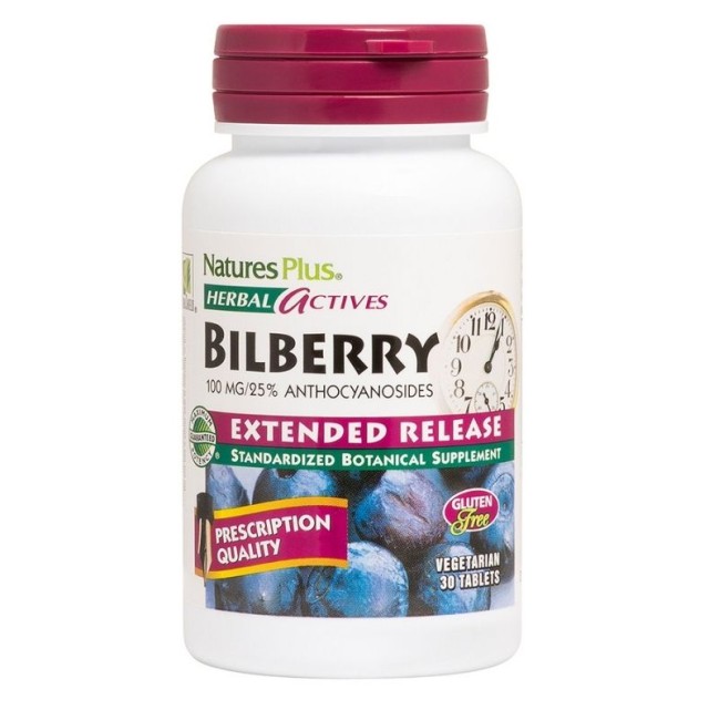 Nature's Plus Herbal Actives Bilberry 100mg Extended Release 30tabs