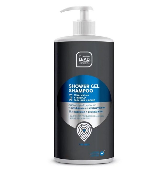 Pharmalead Men Shower Gel Shampoo 3in1 για Σώμα, Μαλλιά & Γενειάδα 1000ml