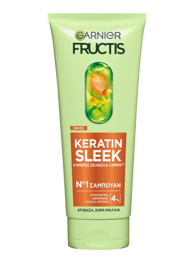 Garnier Fructis Keratin Sleek Σαμπουάν Λείανσης και Λάμψης 200ml