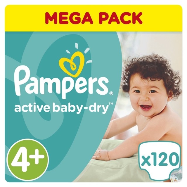 Pampers Active Baby Dry Mega Pack No.4+ (9-16kg) 120 Πάνες