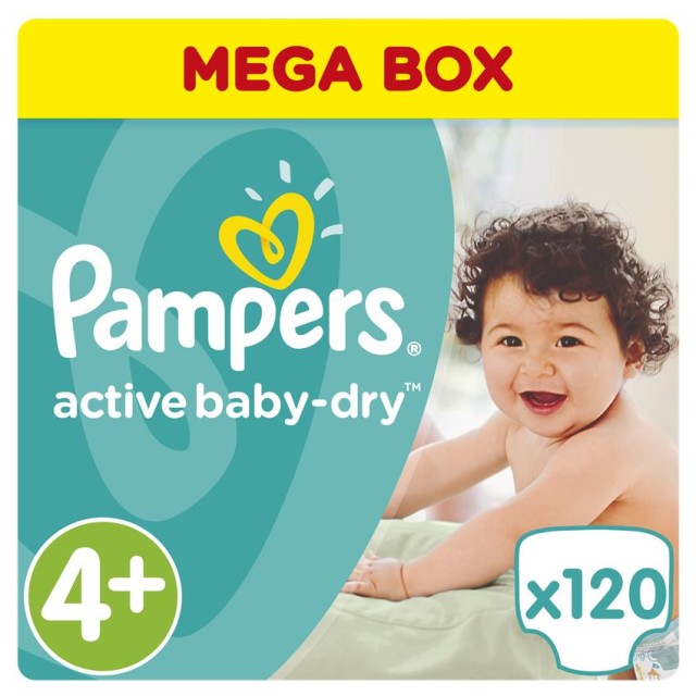Pampers Active Baby-Dry No.4+ (9-18Kg) 120 Πάνες
