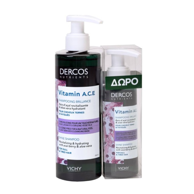 Vichy Set Dercos Vitamin A.C.E. Shampooing Brillance 250ml + ΔΩΡΟ Dercos Vitamin A.C.E. Shampooing Brillance 100ml