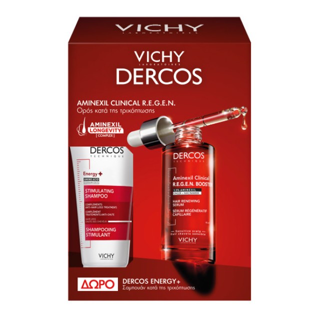 Vichy Set Dercos Aminexil Clinical R.E.G.E.N. Booster Ορός Ενδυνάμωσης Μαλλιών 90ml & Δώρο Dercos Shampoo Energy+ Δυναμωτικό Σαμπουάν κατά της Τριχόπτωσης 50ml