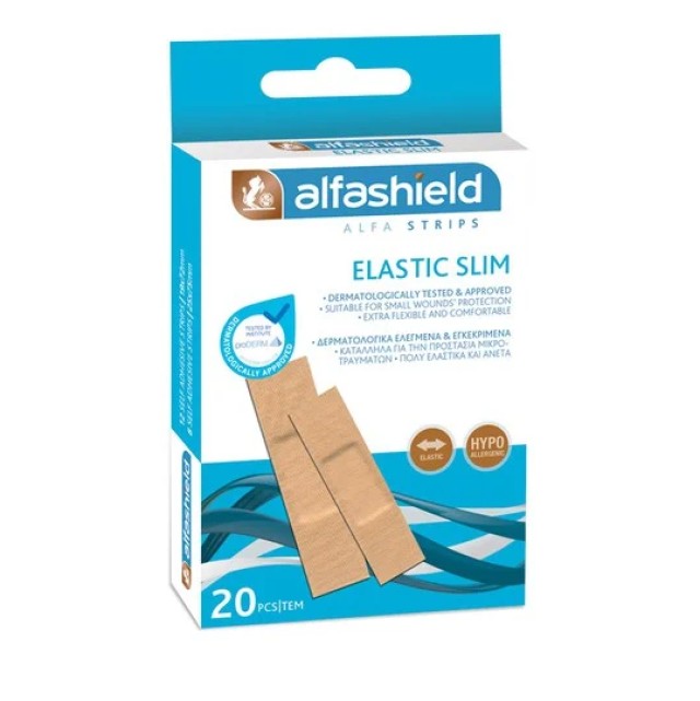 Alfashield Strips Elastic Slim Αυτοκόλλητα Επιθέματα Μικροτραυμάτων 2 Μεγέθη 20τμχ