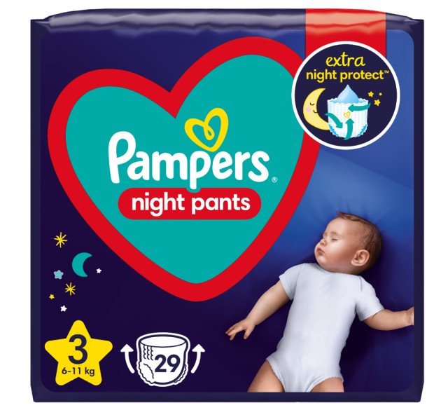 Pampers Night Pants No.3 (6-11 Kg) 29 Πάνες Βρακάκι