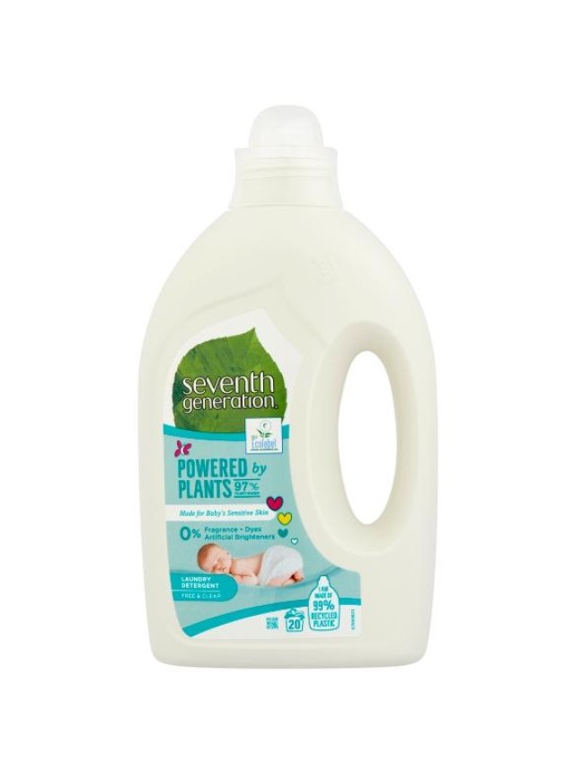 Seventh Generation Powered By Plants Baby Υγρό Απορρυπαντικό Πλυντηρίου Free & Clear 1000ml