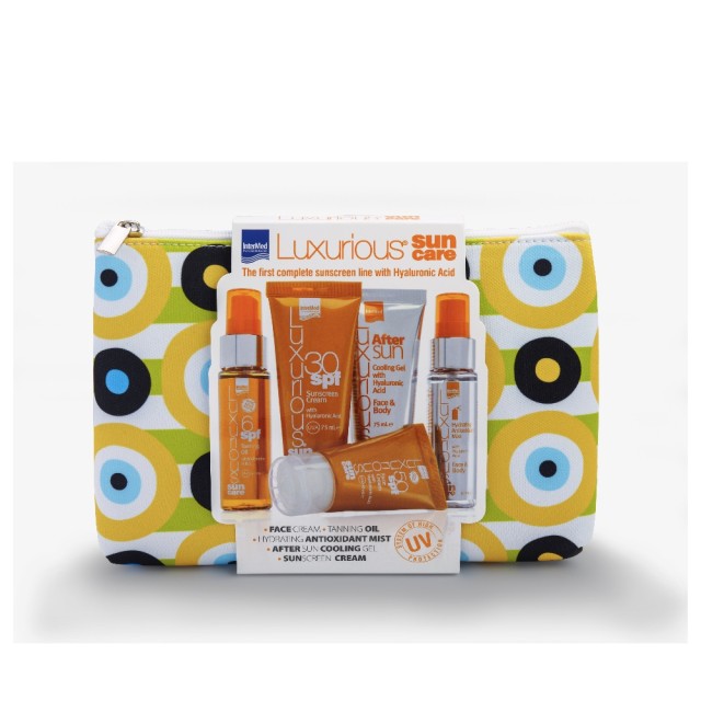 InterMed Luxurious Set Sun Care Tanning Oil SPF6 50ml & Body Sunscreen Cream SPF30 75ml & Sunscreen Cream SPF50 Σώματος 40ml & After Sun Face & Body 75ml & Spray Mist Hydrating Antioxidant Face & Body 50ml