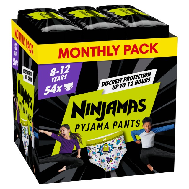 Pampers Ninjamas Boy Pyjama Pants Monthly Pack 8-12years Πάνες Βρακάκι για τη Νύχτα (27-43kg) 54τμχ