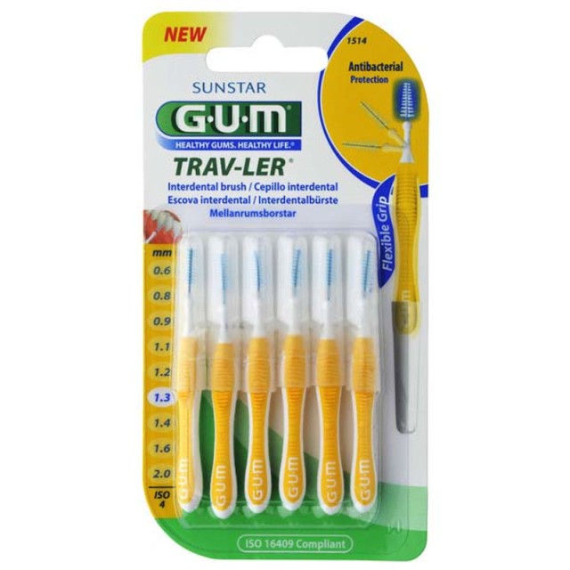 Gum 1514 Μεσοδόντια Trav-Ler Interdental Brush 1,3mm 6τμχ με -25%