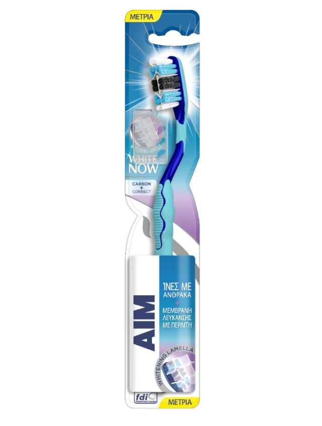 Aim Οδοντόβουρτσα White Now Carbon + Correct Μέτρια 1τμχ