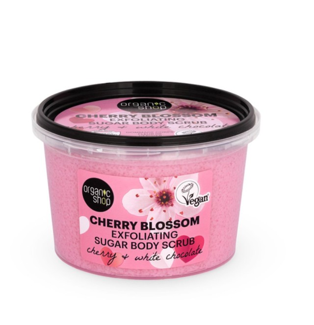 Organic Shop Body Scrub Cherry Blossom Exfoliating Sugar Body Scrub με Άνθος Κερασιού 250ml