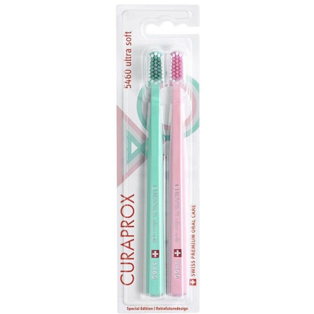 Curaprox CS 5460 Ultra Soft Duo Pack 40 Years Retro Οδοντόβουρτσα Τιρκουάζ-Ρόζ 2τμχ