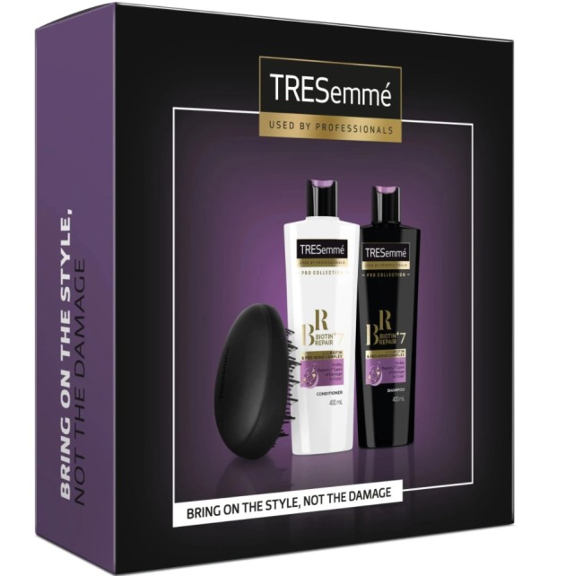 TRESemme Set Προστασία & Αναδόμηση των Ταλαιπωρημένων Μαλλιών Biotin + Repair 7 Shampoo 400ml & Biotin + Repair 7 Conditioner 400ml & Detangler Brush Βούρτσα Μαλλιών
