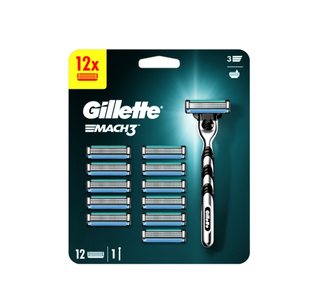 Gillette Mach 3 Ανδρική Ξυριστική Μηχανή & 11τμχ Ανταλλακτικές Κεφαλές 1τμχ