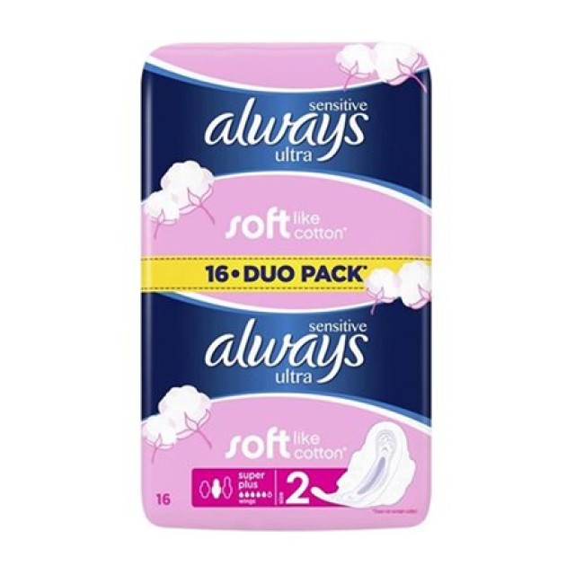 Always Sensitive Ultra Super Plus Long Duo 16τμχ