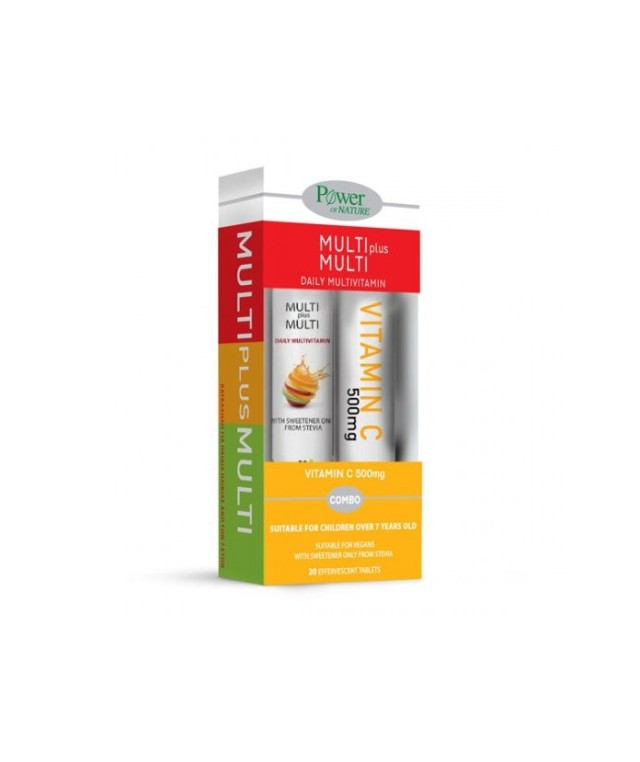 Power Health Multi Plus Multi Daily Multivitamin με Στέβια 20 Αναβράζοντα δισκία + Δώρο Vitamin C 500mg Πορτοκάλι 20 Αναβράζοντα δισκία