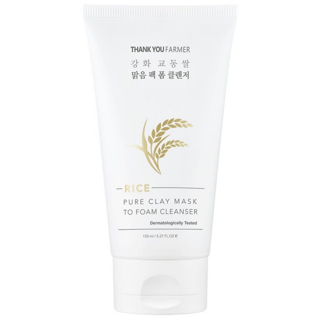 Thank You Farmer Rice Pure Clay Mask to Foam Cleanser 150ml