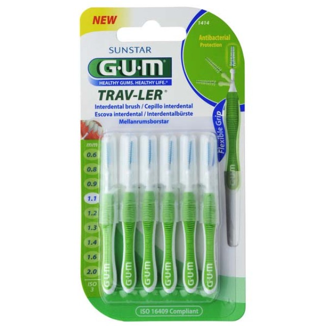 Gum 1414 Μεσοδόντια Trav-Ler Interdental Brush 1,1mm 6τμχ με -25%