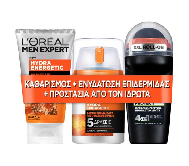 L'Oreal Paris Set Men Expert Hydra Energetic 24h Face Cream 48ml + Men Expert Hydra Energetic Face Wash 100ml + Men Expert Carbon Protect Roll-On 50ml