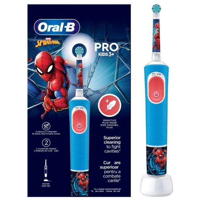 Oral-B Vitality Pro Kids Ηλεκτρική Οδοντόβουρτσα Spiderman για Παιδιά 3+ 1τμχ