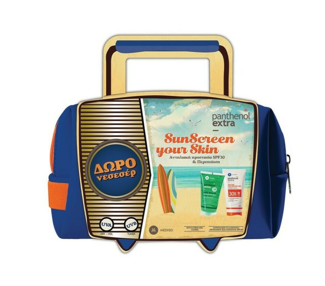Panthenol Extra Set SunScreen Your Skin με Sun Care Face & Body Milk SPF30 Αντηλιακό Γαλάκτωμα Προσώπου & Σώματος 150ml + Aloe Vera Gel Ενυδατικό Τζελ Σώματος 150ml + Δώρο Νεσεσέρ 1τμχ