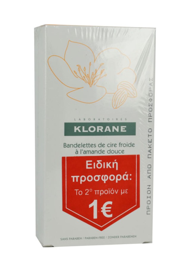 Klorane Cold Wax Small Strips with Sweet Almond PROMO ΤΟ 2ο ΠΡΟΪΟΝ 1€, 2 x 6 διπλές ταινίες