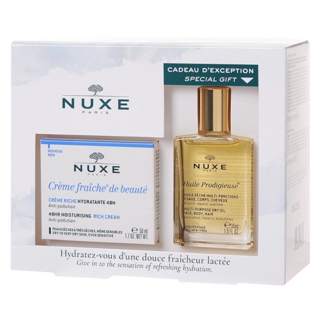 Nuxe Set Creme Fraiche de Beaute Creme Riche Hydratante 48HR For Dry to Very Dry Skin 50ml & Δώρο Nuxe Huile Prodigieuse 30ml