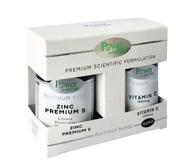 Power Health Set Platinum Range Zinc Premium 5 30caps + Δώρο Platinum Range Vitamin C 1000mg 20tabs