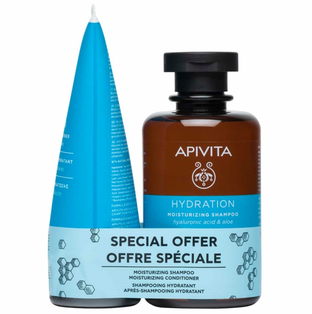 Apivita Set Hydration Moisturizing Shampoo με Υαλουρονικό Οξύ και Αλόη 250ml + Hydration Moisturizing Conditioner με Υαλουρονικό Οξύ και Αλόη 150ml