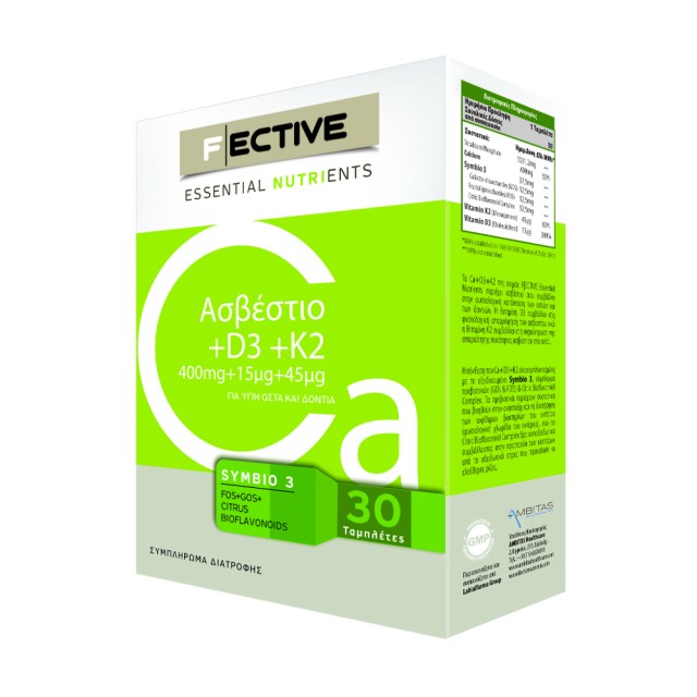 Fective Essential Nutrients Calcium 400mg + D3 15mg + K2 25mg 30tabs