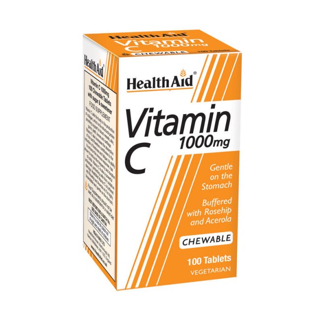 Health Aid Vitamin C 1000mg with Rosehip & Acerola 100 Μασώμενες Ταμπλέτες