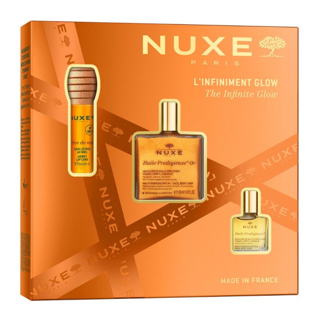 Nuxe Set Huile Prodigieuse OR Dry Oil 50ml + Reve de Miel Honey Lip Care Oil 10ml + Huile Prodigieuse 10ml