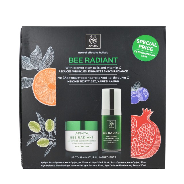 Apivita Promo Bee Radiant Κρέμα Αντιγήρανσης και Λάμψης Ελαφριά Υφή 50ml + Serum Bee Radiant 30ml