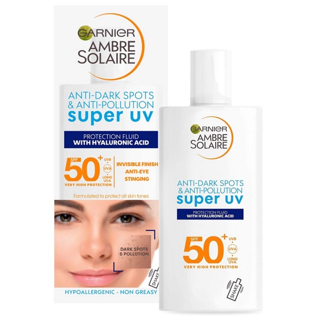 Garnier Ambre Solaire Anti-Dark Spots & Anti-Pollution Super UV SPF50+ Αντηλιακή Κρέμα Προσώπου 40ml