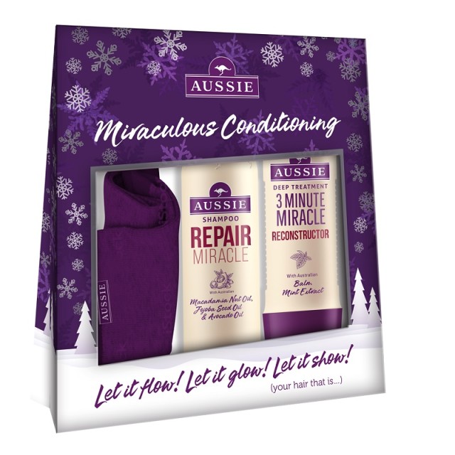 Aussie Set Shampoo Repair Miracle 300ml + Aussie 3 Minute Miracle Reconstructor 250ml + Δώρο 1 Ζευγάρι Κάλτσες