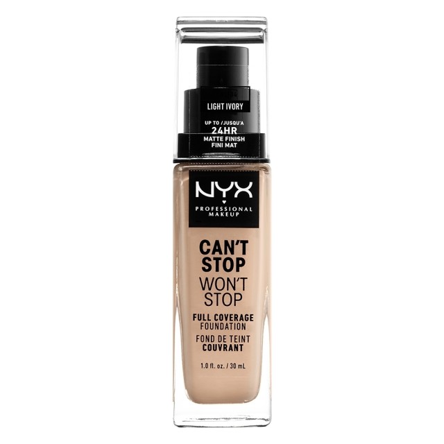 NYX PM Can't Stop Won't Stop Full Coverage Foundation  4 LIGHT IVORY 30ml