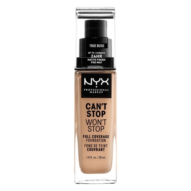 NYX PM Can't Stop Won't Stop Full Coverage Foundation  8 TRUE BEIGE 30ml