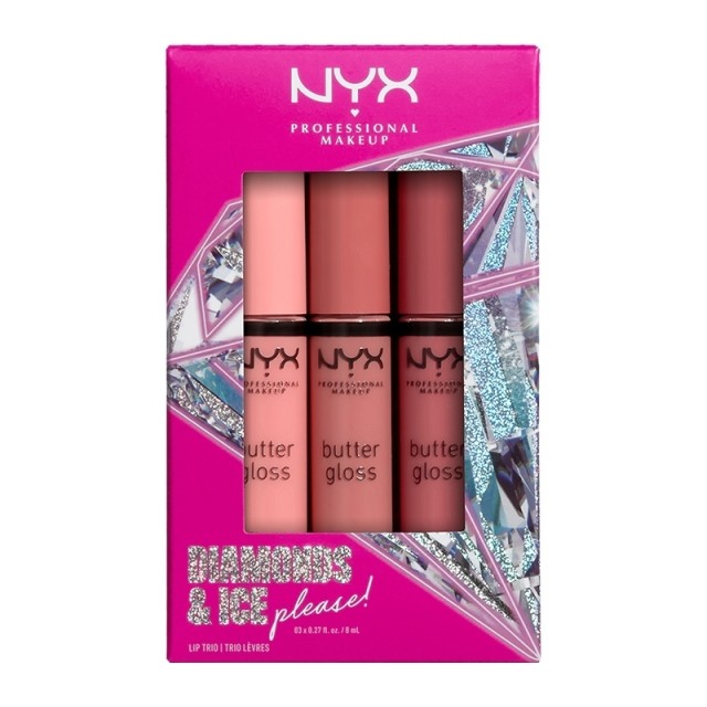 NYX PM Diamonds & Ice, Please Butter Gloss Lip Trio Σετ Lip Gloss 1 SET  ml
