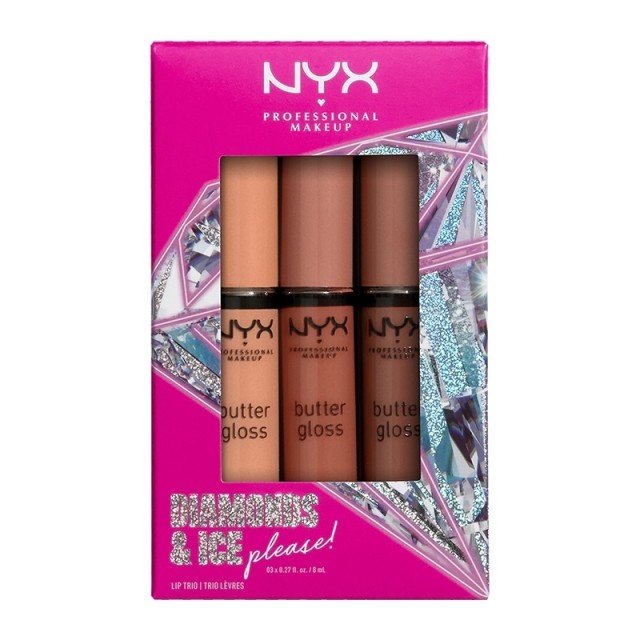 NYX PM Diamonds & Ice, Please Butter Gloss Lip Trio Σετ Lip Gloss 2 SET  ml