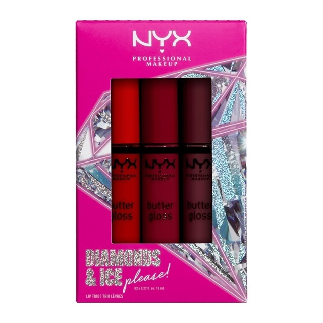 NYX PM Diamonds & Ice, Please Butter Gloss Lip Trio Σετ Lip Gloss 3 SET  ml
